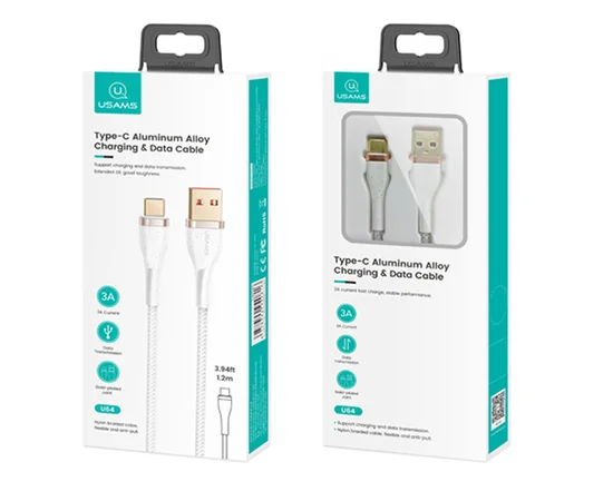 Дата кабель Usams US-SJ488 U64 Aluminum Alloy USB to Type-C 1.2m Білий