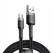 Дата кабель Baseus Cafule Type-C Cable 2A (2m) Чорний / Сірий