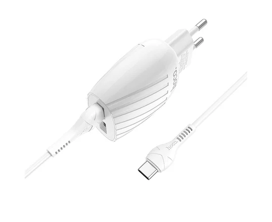 СЗУ Hoco C78A (2USB/2.4A) + Type-C Белый