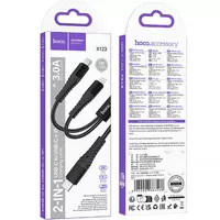 Дата кабель Hoco X123 Victory 2in1 Type-C to Lightning/Type-C 3A (1m) Black
