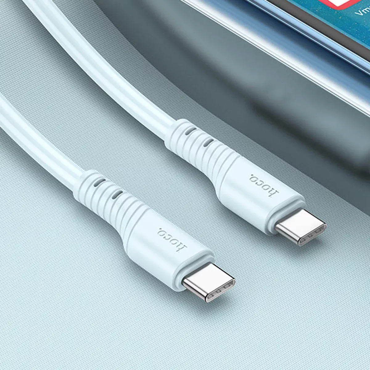 Дата кабель Hoco X97 Crystal color Type-C to Type-C 60W (1m) Light blue