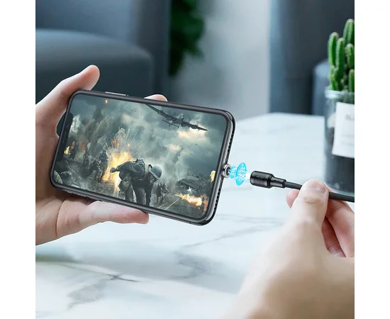 Дата кабель Hoco X52 "Sereno magnetic" USB to Lightning (1m) Чорний