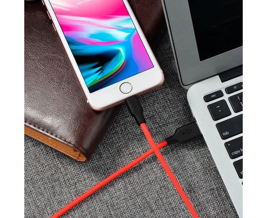 Дата кабель Hoco X21 Silicone Lightning Cable (1m) Black / Red