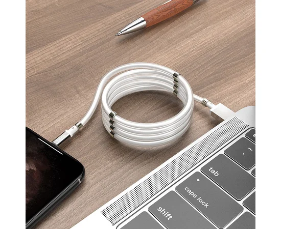 Дата кабель Hoco U91 "Magic magnetic" Lightning (1М) Белый