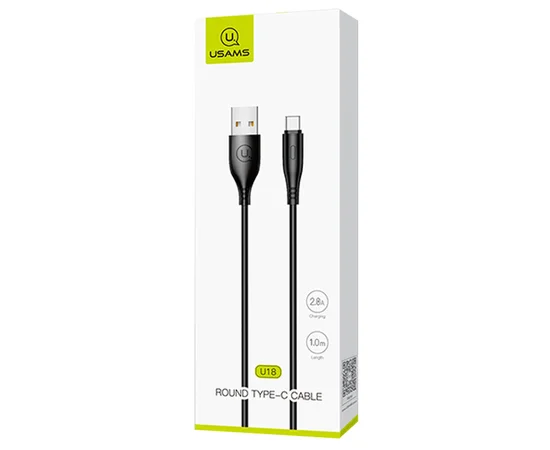 Дата кабель USAMS US-SJ267 U18 Round Type-C Cable (1m) Черный