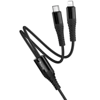 Дата кабель Hoco X123 Victory 2in1 Type-C to Lightning/Type-C 3A (1m) Black