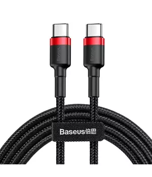 Дата кабель Baseus Cafule Type-C to Type-C Cable PD 2.0 60W (2m) (CATKLF-H) Чорний / Червоний