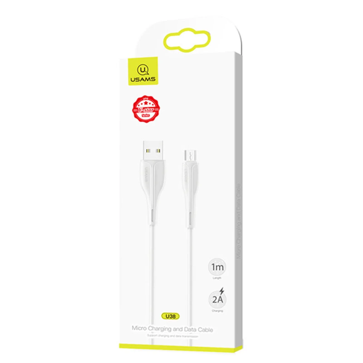 Дата кабель Usams US-SJ373 U-38 USB to MicroUSB 2A (1m) Білий