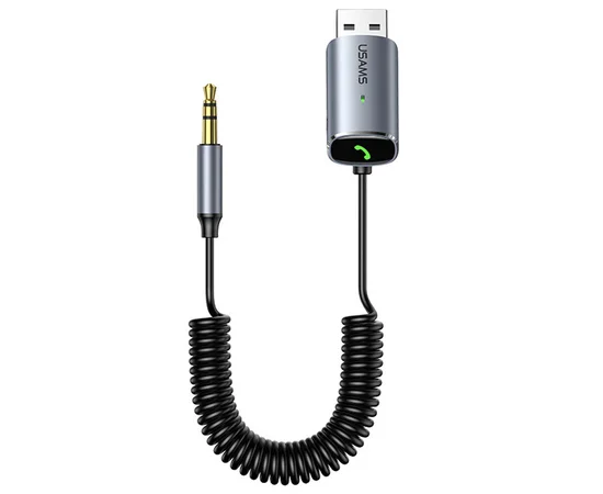 Bluetooth ресивер USAMS US-SJ504 Aluminum Alloy Car Wireless Audio Receiver BT 5.0 Серебряный / Красный