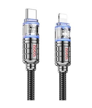 Дата кабель Hoco U122 Lantern Transparent Discovery Edition Type-C to Lightning Black