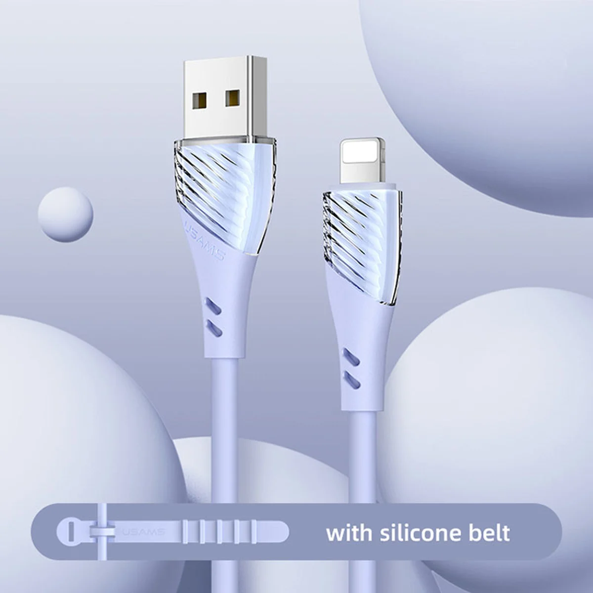 Дата кабель Usams US-SJ493 U65 Liquid Silicone USB to Lightning 3A 1m Голубой