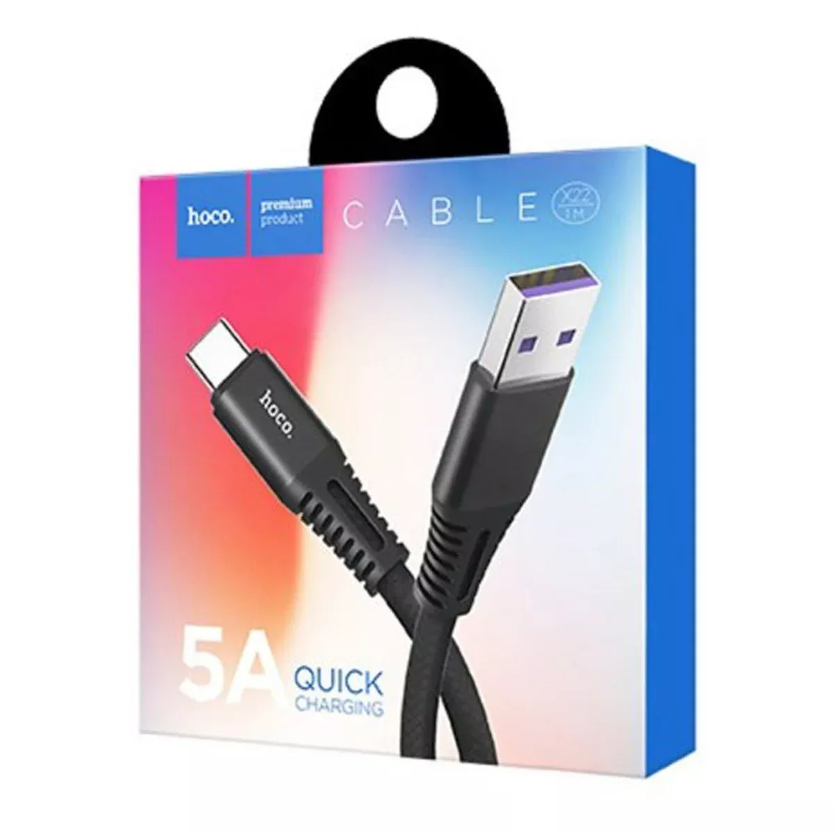 Дата кабель Hoco X22 5A Quick Charger Type-C Cable (1m) Черный