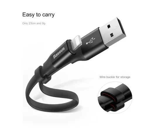 Дата кабель Baseus Nimble Portable USB to Lightning (23см) (CALMBJ-B01) Черный