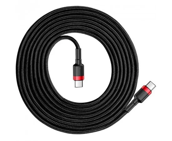 Дата кабель Baseus Cafule Type-C to Type-C Cable PD 2.0 60W (1m) (CATKLF-G) Чорний / Червоний
