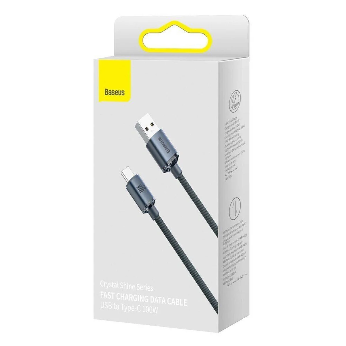 Дата кабель Baseus Crystal Shine Series USB to Type-C 100W (1.2m) (CAJY00040) Black
