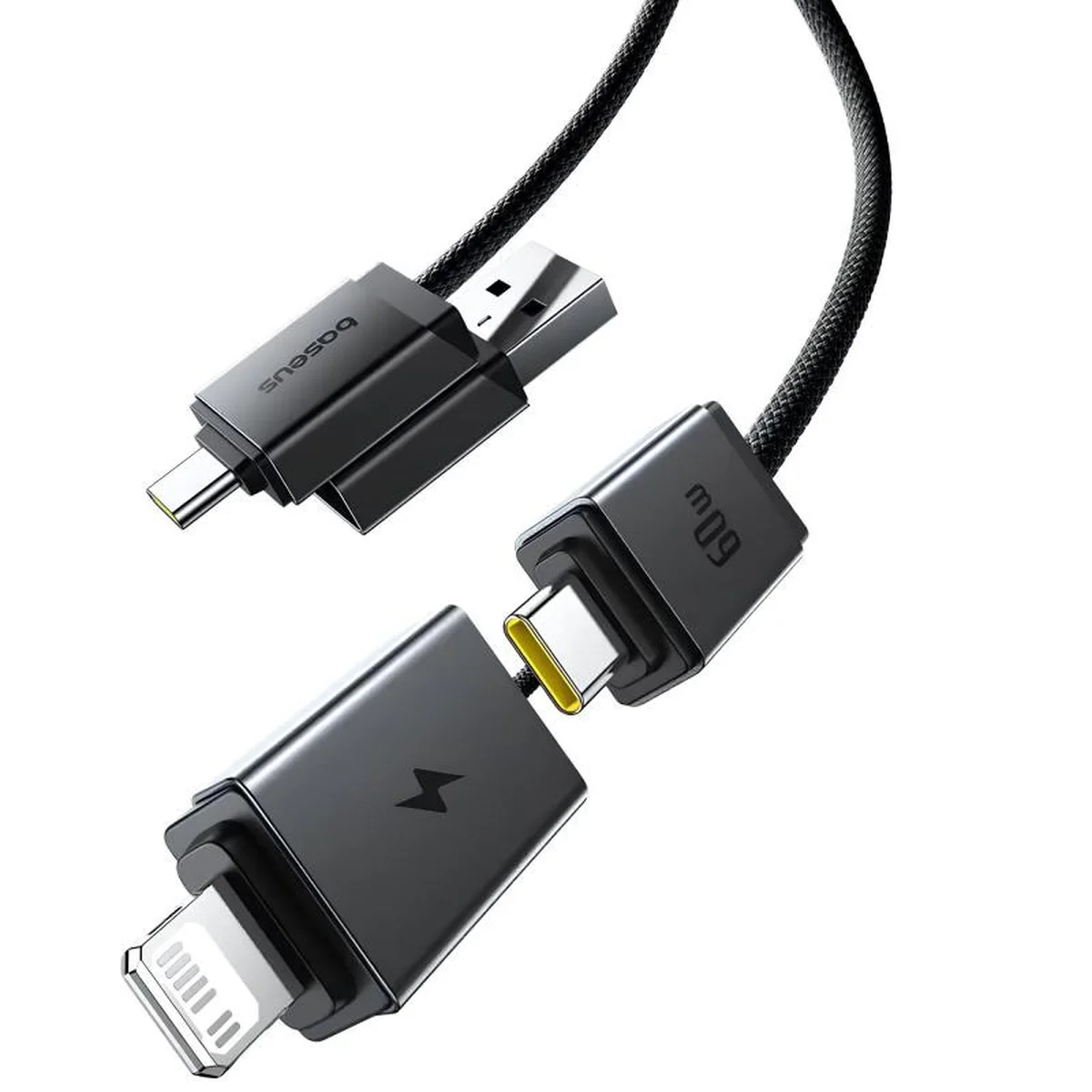 Дата кабель Baseus Versatile Two-for-Two USB/Type-C to Type-C/Lightning 60W (2m) (P10383000) Cluster Black
