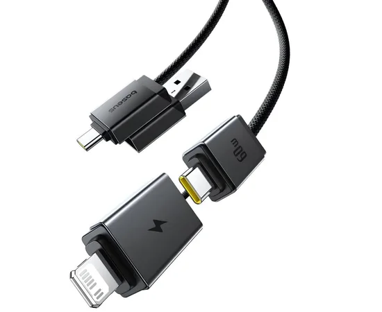Дата кабель Baseus Versatile Two-for-Two USB/Type-C to Type-C/Lightning 60W (2m) (P10383000) Cluster Black