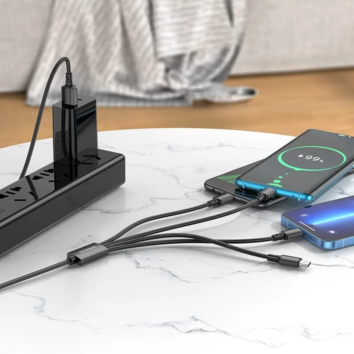 Дата кабель Borofone BX72 USB to 3in1 (1m) Черный