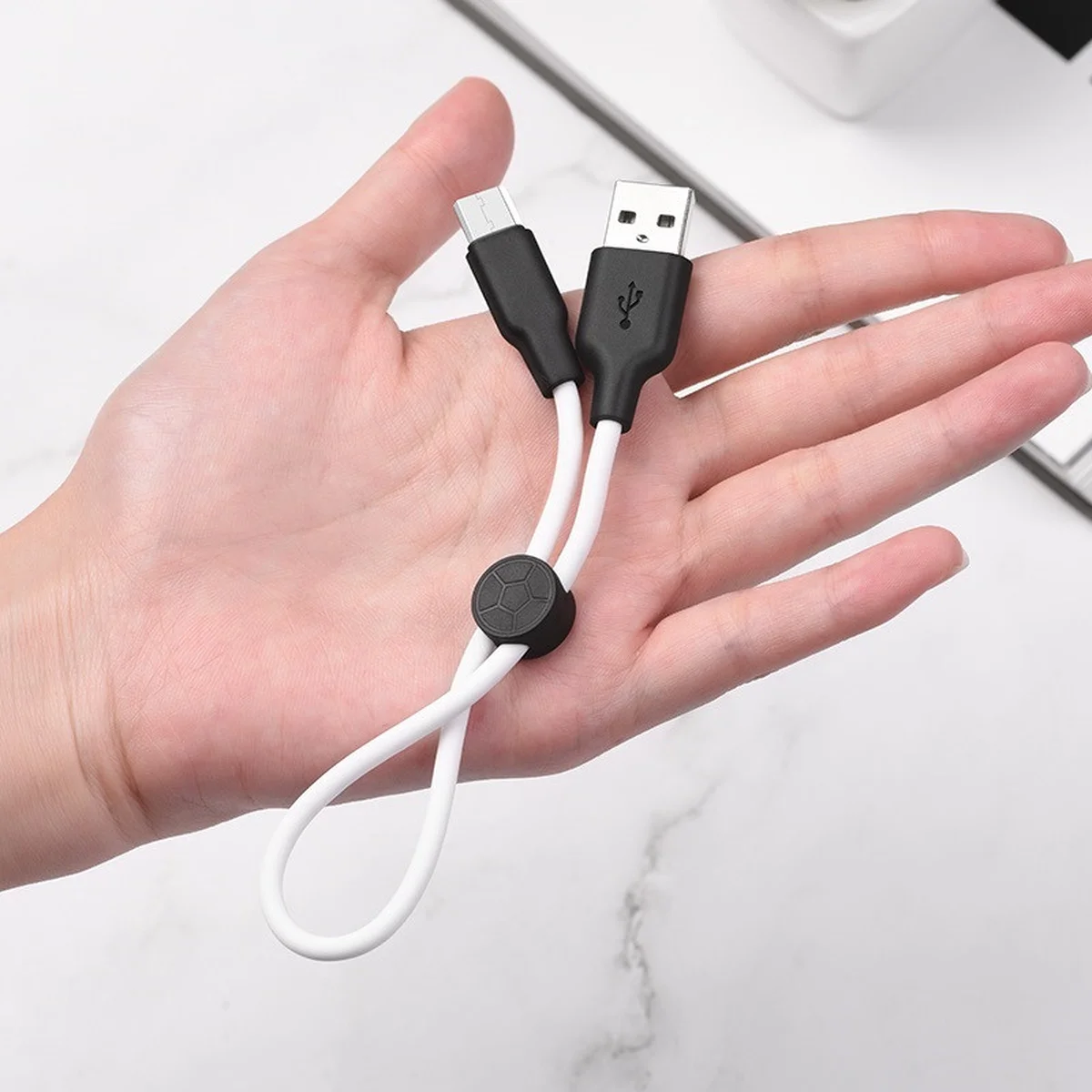 Дата кабель Hoco X21 Plus Silicone MicroUSB Cable (0.25m) Черный / Белый