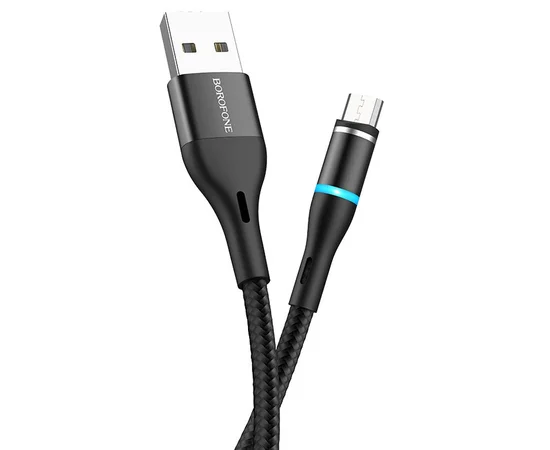 Дата кабель Borofone BU16 Skill magnetic USB to MicroUSB (1.2m) Чорний