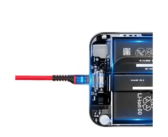 Дата кабель Baseus Fish Eye Spring Data Lightning Cable 2A (1m) Красный