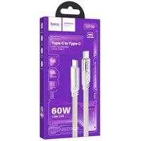 Дата кабель Hoco U119 Machine charging data Type-C to Type-C 60W (1.2m) Gray
