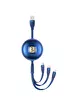Дата кабель Usams US-SJ508 U69 3IN1 Retractable Cable 1m Синій