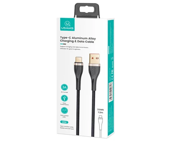 Дата кабель Usams US-SJ488 U64 Aluminum Alloy USB to Type-C 1.2m Черный