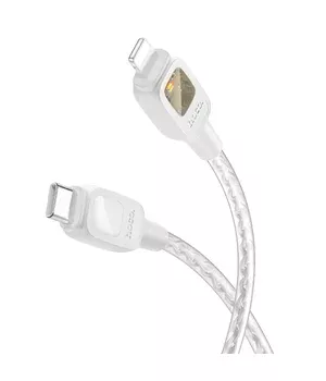 Дата кабель Hoco U124 Stone silicone power-off Type-C to Lightning Gray