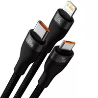 Дата кабель Baseus Flash Series 2 USB to MicroUSB-Lightning-Type-C 100W (1.2m) (CASS03000) Black