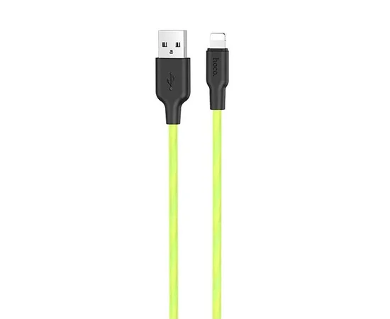Дата кабель Hoco X21 Plus Fluorescent Silicone Lightning Cable (1m) Зеленый