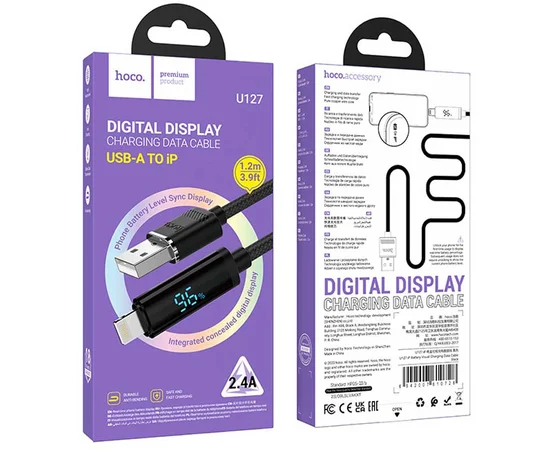 Дата кабель Hoco U127 Power USB to Lightning Black