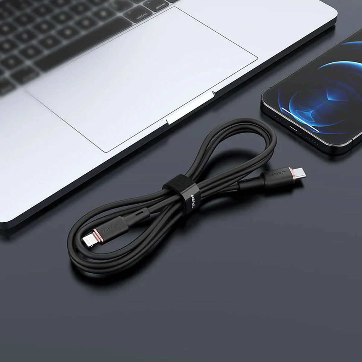 Дата кабель Acefast MFI C2-01 USB-C to Lightning zinc alloy silicone (1m) Black