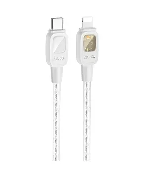 Дата кабель Hoco U124 Stone silicone power-off Type-C to Lightning Gray