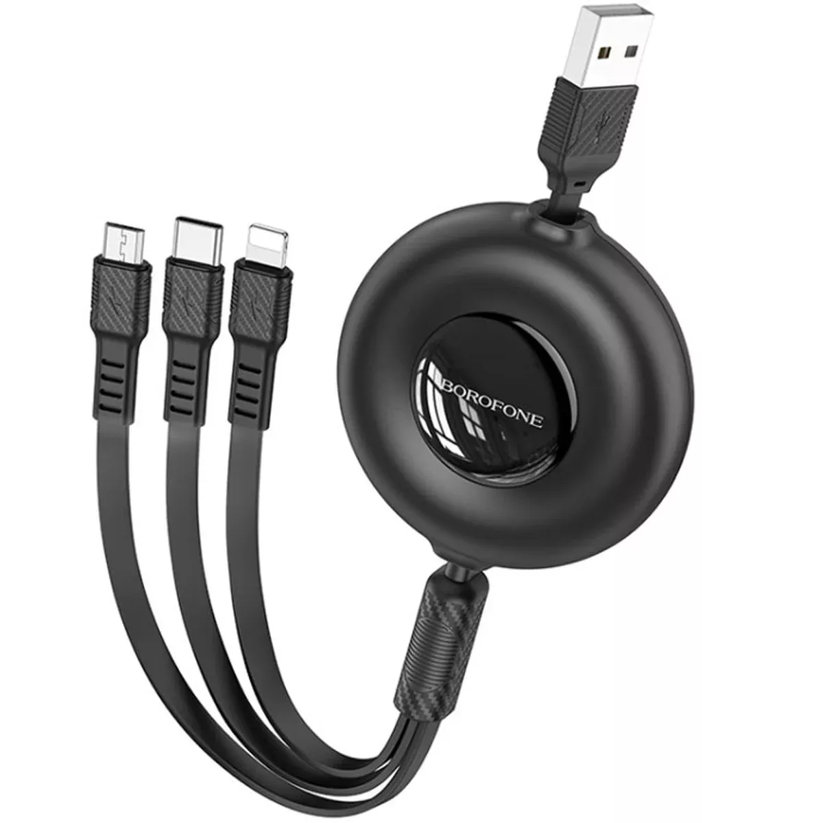 Дата кабель Borofone BX74 USB to 3in1 (1m) Black