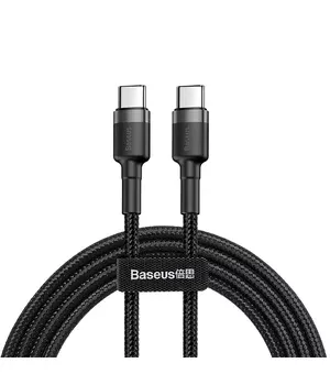 Дата кабель Baseus Cafule Type-C to Type-C Cable PD 2.0 60W (2m) (CATKLF-H) Чорний / Сірий