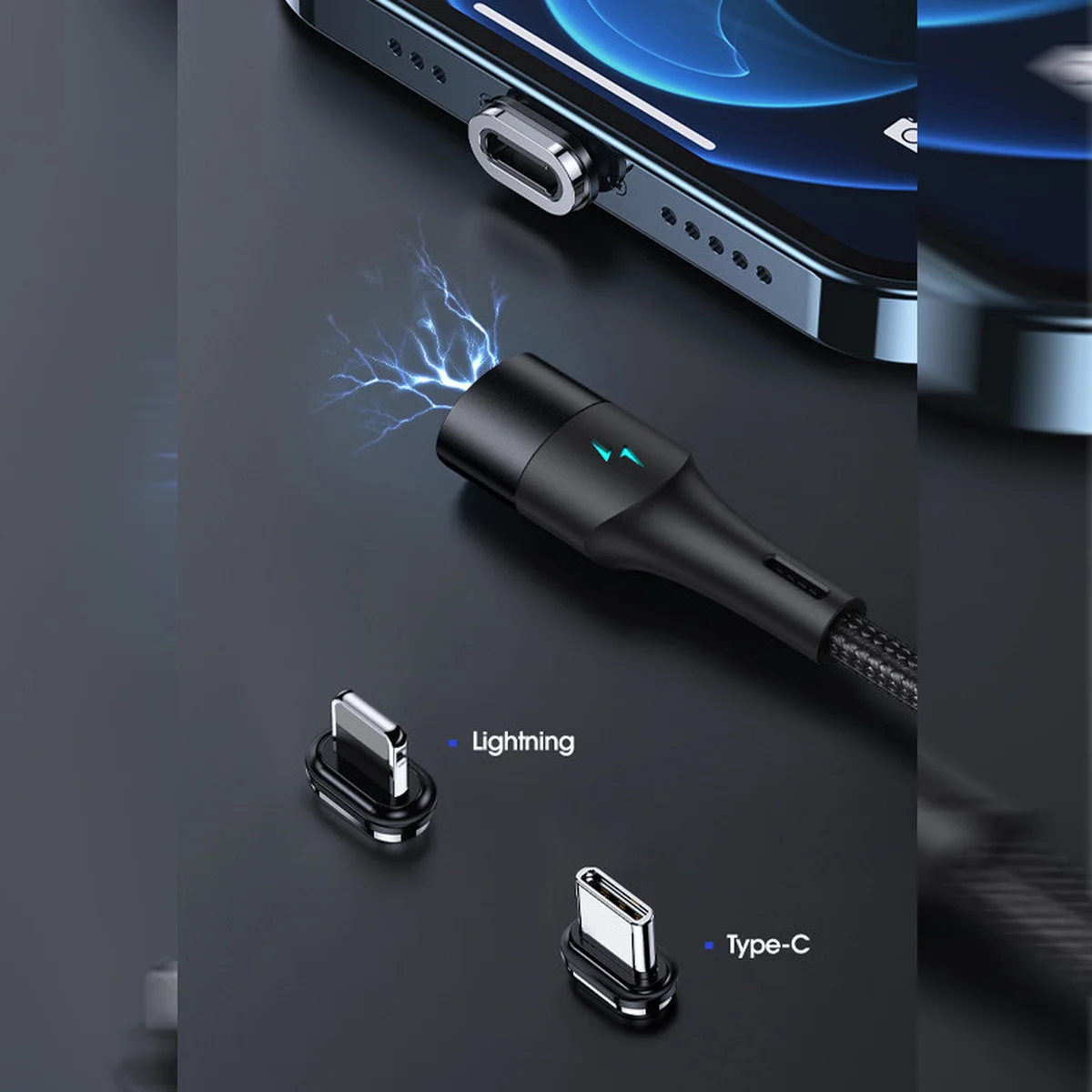 Дата кабель Usams US-SJ495 U66 Magnetic Type-C to Lightning 20W + Type-C 60W (1.2m) Черный