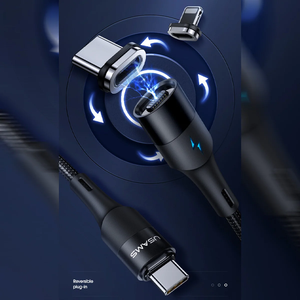 Дата кабель Usams US-SJ495 U66 Magnetic Type-C to Lightning 20W + Type-C 60W (1.2m) Черный