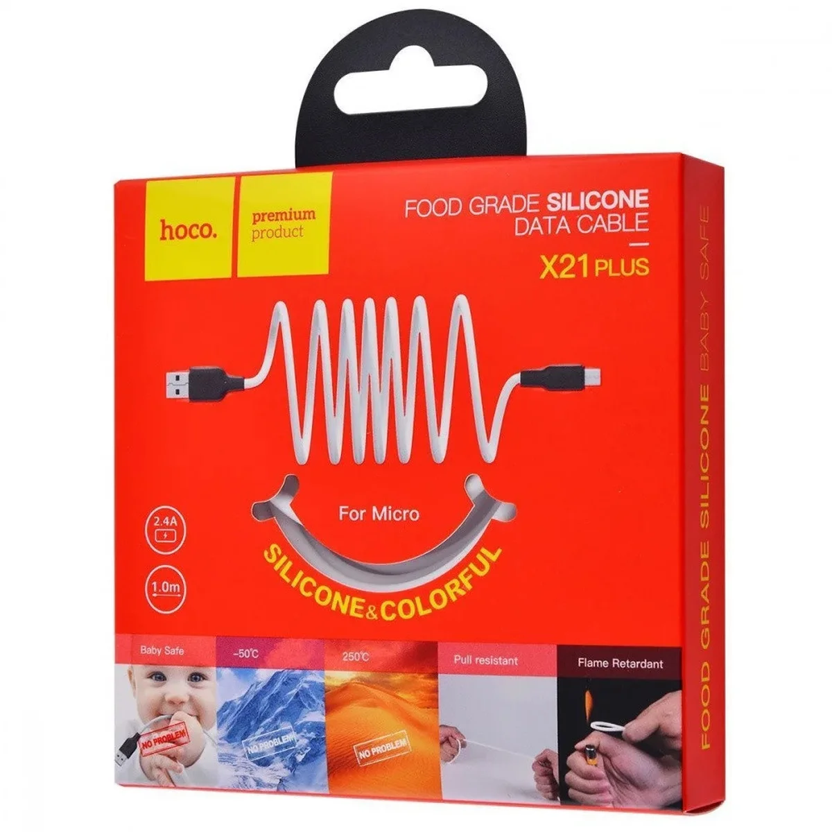 Дата кабель Hoco X21 Plus Silicone MicroUSB Cable (1m) Черный / Белый