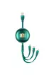 Дата кабель Usams US-SJ508 U69 3IN1 Retractable Cable 1m Зеленый