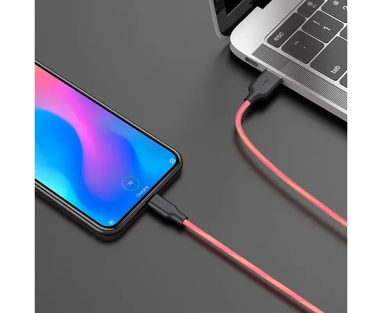 Дата кабель Hoco X21 Plus Fluorescent Silicone Type-C Cable (1m) Красный