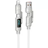 Дата кабель Hoco U152 Fortune 4in1 Type-C для освітлення/Type-C для USB 240W (1.2m) Light Gray