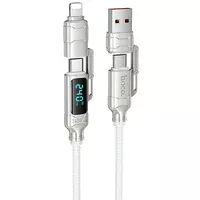 Дата кабель Hoco U152 Fortune 4in1 Type-C to Lightning/Type-C to USB 240W (1.2m) Light Gray