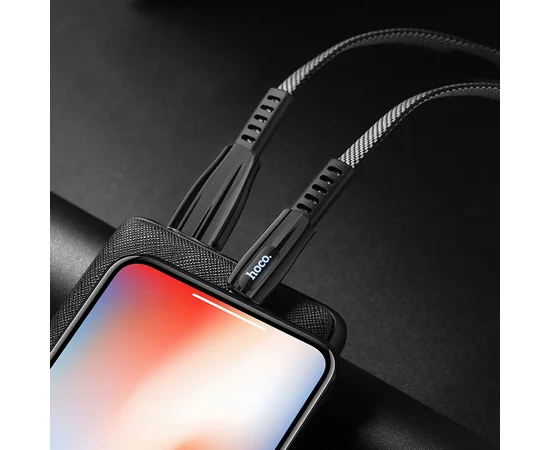 Дата кабель Hoco U70 "Splendor" lightning (1.2М) Черно - серый
