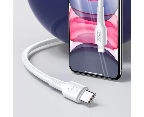 Дата кабель USAMS US-SJ406 U43 Type-C to Lightning PD Fast Charging (1.2m) Білий