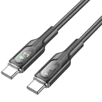Дата кабель Hoco U120 Transparent explore intelligent power-off PD 60W Type-C to Type-C (1.2m) Black