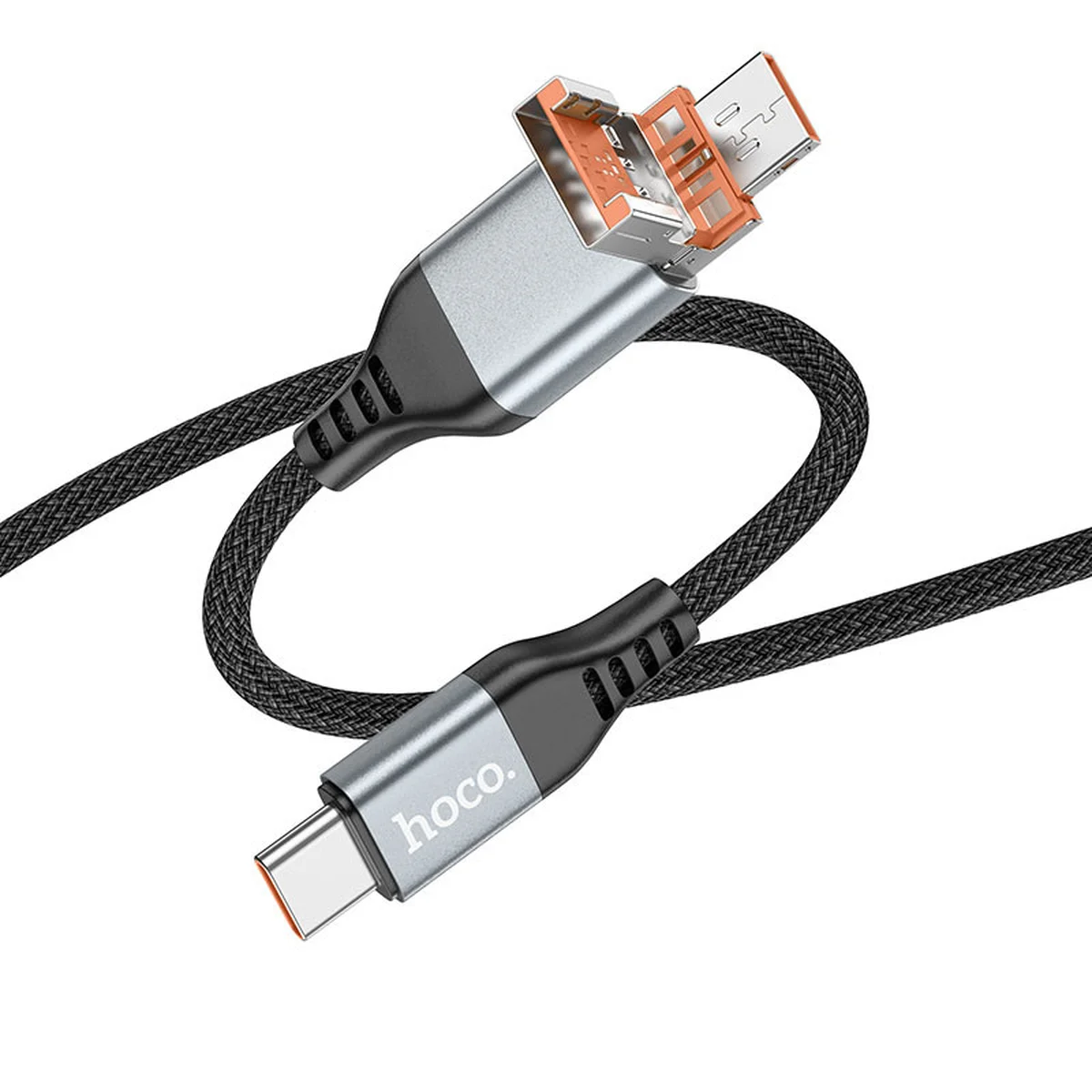 Дата кабель Hoco U128 Viking 2in1 USB/Type-C to Type-C (1m) Black