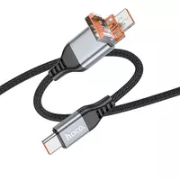 Дата кабель Hoco U128 Viking 2in1 USB/Type-C to Type-C (1m) Black