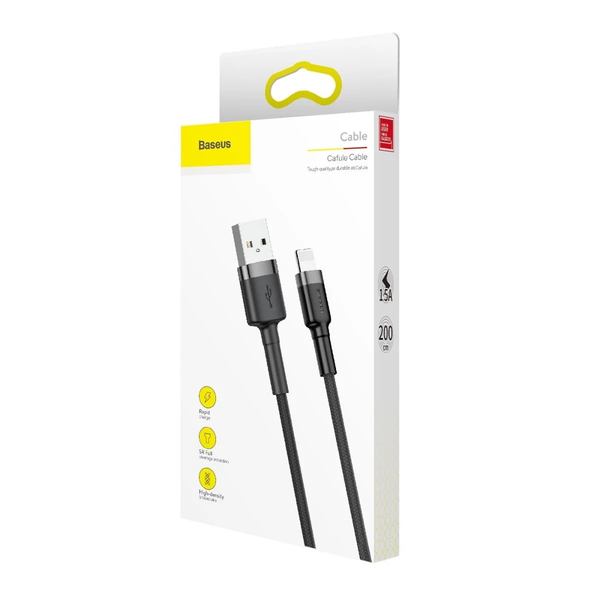 Дата кабель Baseus Cafule Lightning Cable 1.5A (2m) Сірий / Чорний