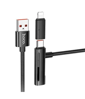 Дата кабель Hoco U135 Incredible 2in1 USB to Lightning/Type-C (1m) Black